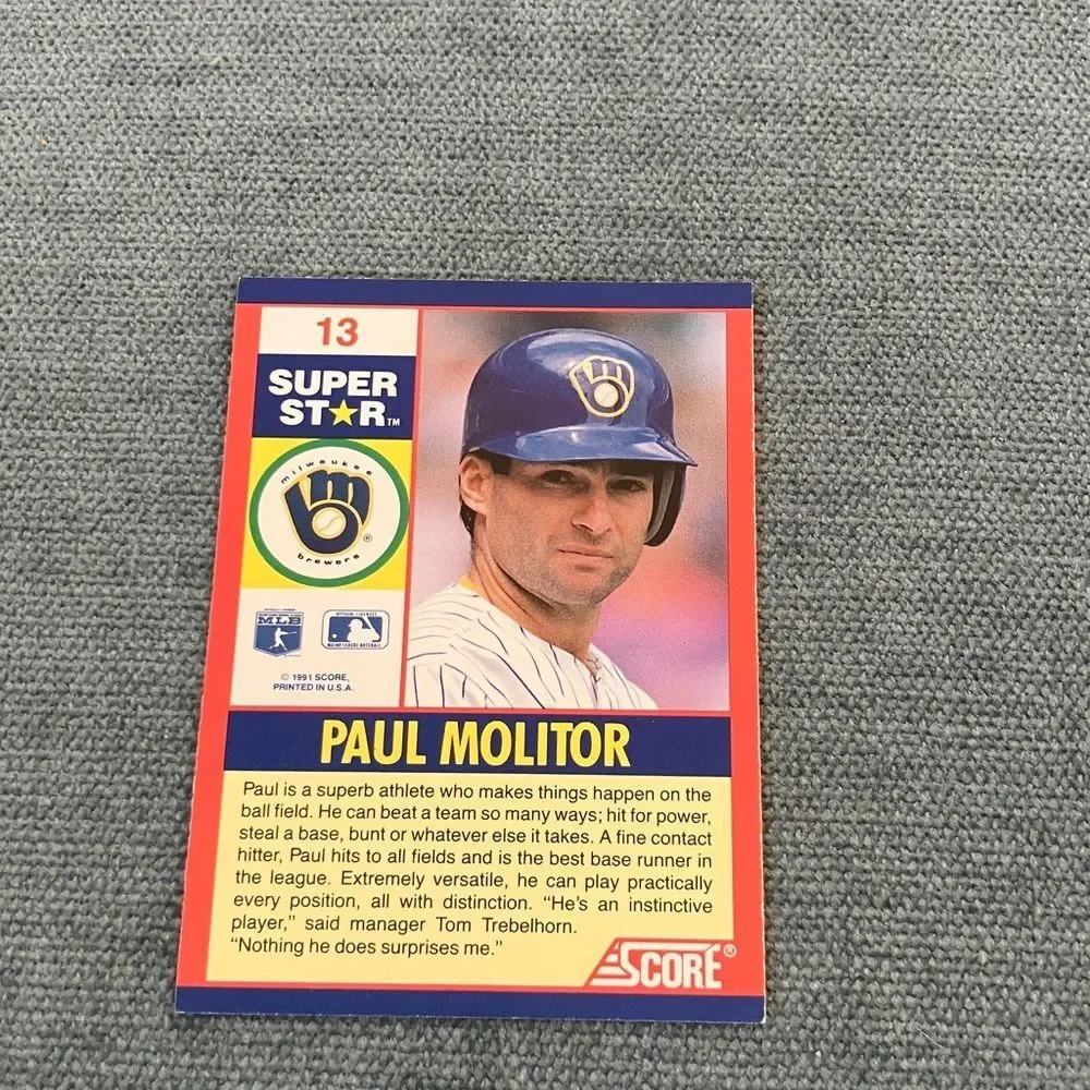 1991 Score Milwaukee Brewers Baseball Card Trading Card